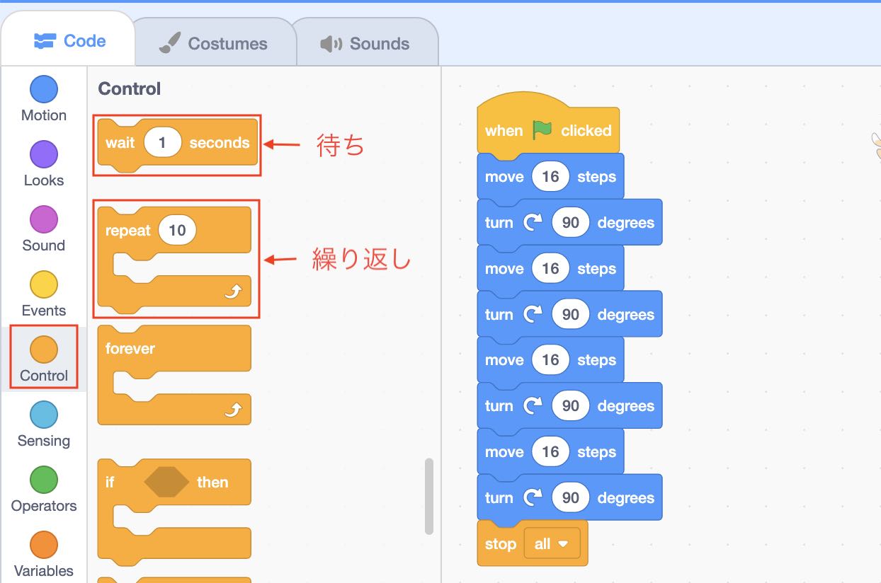 待ちと繰り返しのブロックP